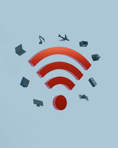 Mobil İnternetin Yükselişi ve Dijital Bağlantı Dönemi Kırmızı bir Wi-Fi simgesi, mobil internet kullanımının başlangıcını temsil eden bir görsel.