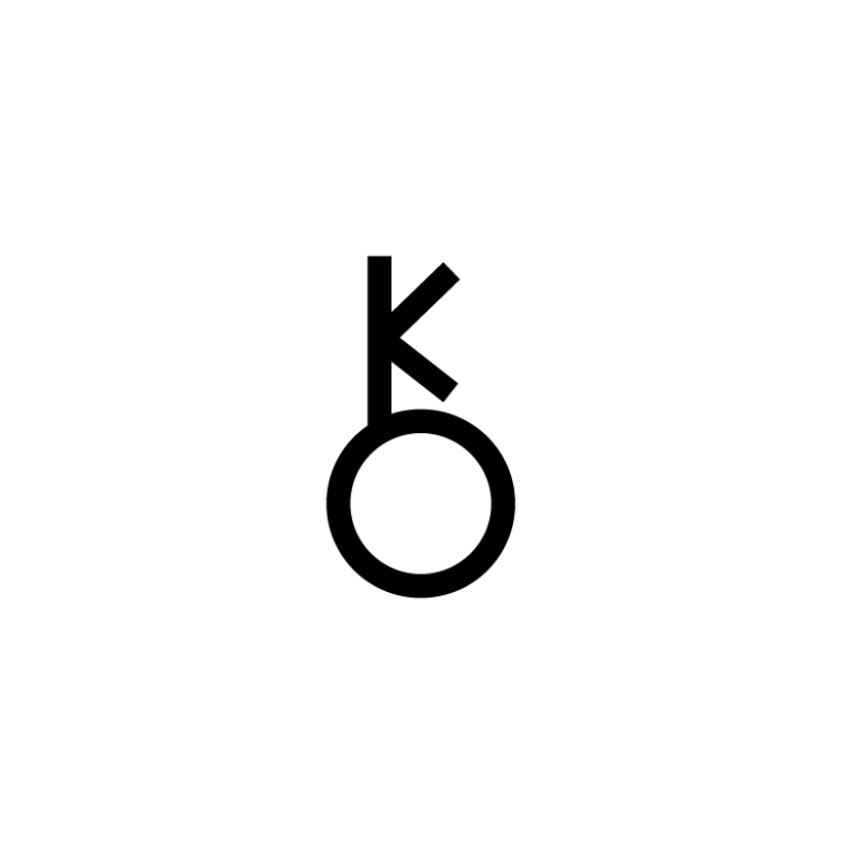 Chiron Sembolü Chiron astrolojik sembolünü temsil eden minimal siyah logo tasarımı.